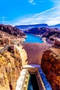 Frontal View of the Hoover Dam from the Mike O`CallaghanÃÂ¢Ã¢âÂ¬Ã¢â¬ÅPat Tillman Memorial Bridge Royalty Free Stock Photo